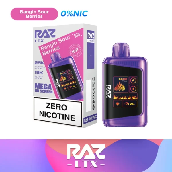 Bangin Sour Berries (Zero Nicotine) RAZ DC25000 Disposable Vape
